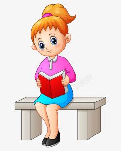 抱着小朋友坐着看书的女孩高清图片
