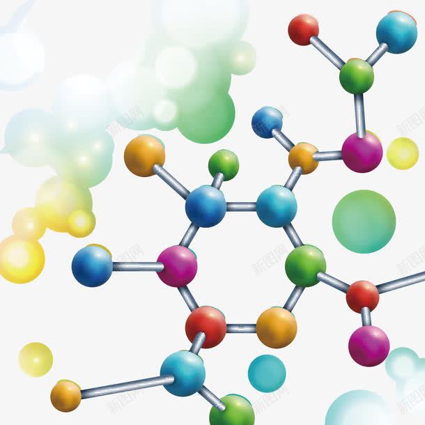 彩色化学分子结构png免抠素材_新图网 https://ixintu.com 化学 化学式 小球 彩色分子结构 物理 物理元素 物理分子 科学研究