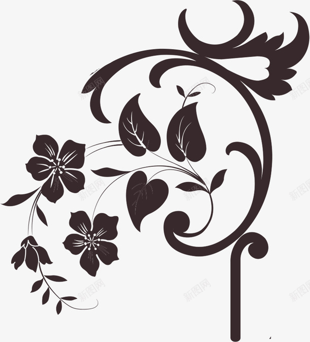 欧式花纹png免抠素材_新图网 https://ixintu.com 复古图案素材 欧式花纹 黑色