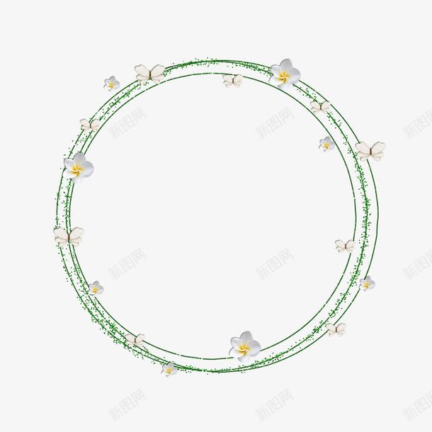 圆形边框png免抠素材_新图网 https://ixintu.com 小清新 小花装饰 简约 绿色圈圈