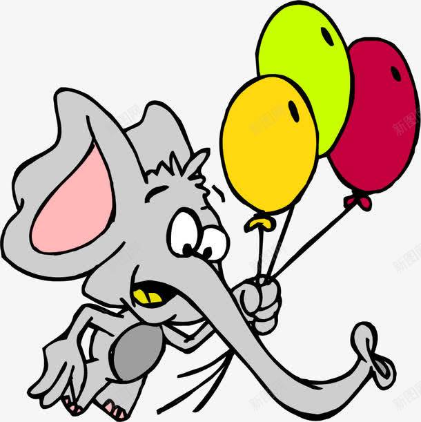 玩气球的小象png免抠素材_新图网 https://ixintu.com 动物 大耳朵 小象 拿着气球 气球 象 长鼻子 震惊
