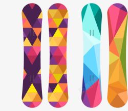 彩色块滑雪板素材