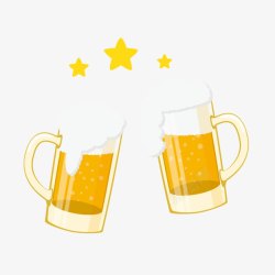 两杯啤酒手绘啤酒干杯高清图片