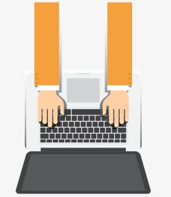 橙色手臂操作笔记本电脑素材