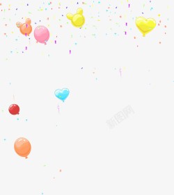 飘落的多彩纸片卡通彩色气球装饰高清图片
