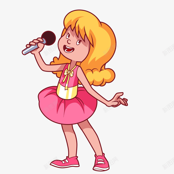 卡通唱歌的女孩png免抠素材_新图网 https://ixintu.com 人物设计 儿童节 唱歌 唱歌图 女孩 女高音 校园文化艺术节 表演