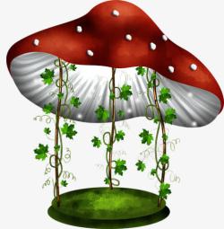 创意蘑菇蘑菇花藤房子高清图片