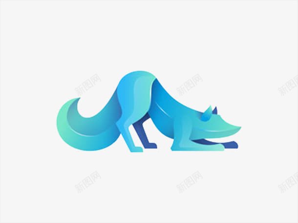 蓝色渐变折纸动物图案图标png_新图网 https://ixintu.com logo设计 创意 大气