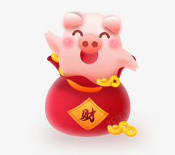 发财猪猪年发财红包金子2019高清图片