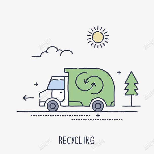 卡通手绘垃圾车png免抠素材_新图网 https://ixintu.com 创意手绘 回收 废品 循环利用 生活垃圾 绿色环保 设计