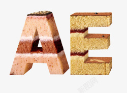千层夹心创意字母AE多层蛋糕高清图片