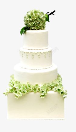 四层绿色花球蛋糕高清图片