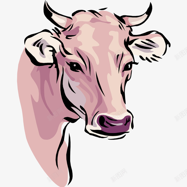水彩老牛头像图案png免抠素材_新图网 https://ixintu.com 动物 手绘图 水彩 牛头 牛头像 牛角 牛角骷髅 犄角 老牛头像