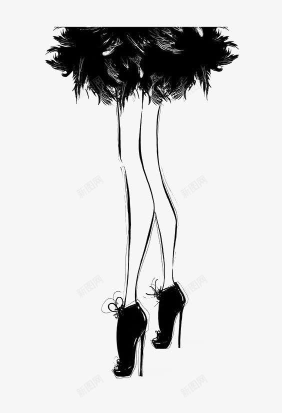 线条美腿png免抠素材_新图网 https://ixintu.com 优雅 卡通 双腿 女生 手绘 插画 裙子