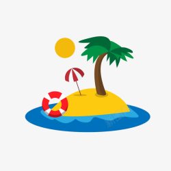 椰树海岛标贴卡通海岛风景矢量图高清图片