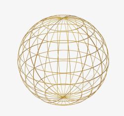 多段线圆金色网状圆球体高清图片