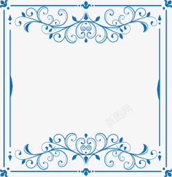 蓝色欧式花纹矢量图素材