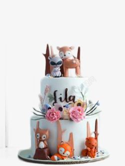 小浣熊小动物生日蛋糕高清图片