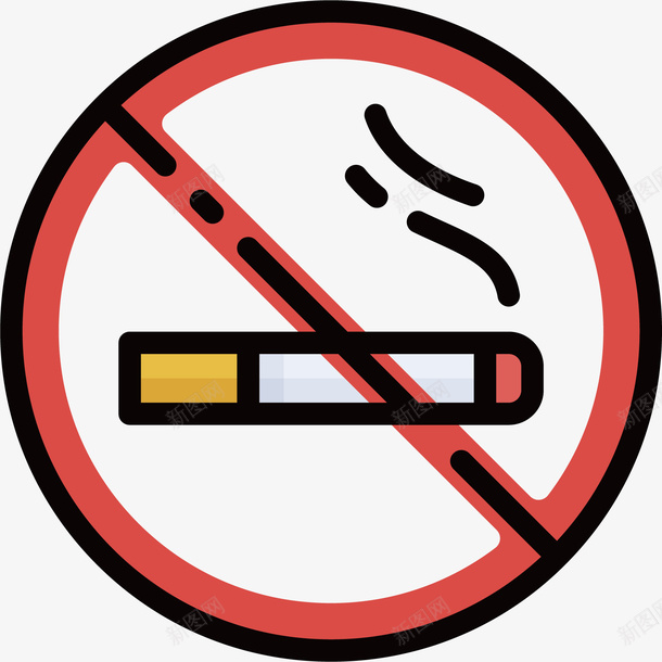 禁止吸烟标图标png_新图网 https://ixintu.com nosmoking 不准吸烟 免抠图标 卡通有趣 戒烟 扁平化 矢量图案 禁止