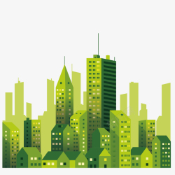 绿色房子扁平绿色高楼城市元素矢量图高清图片