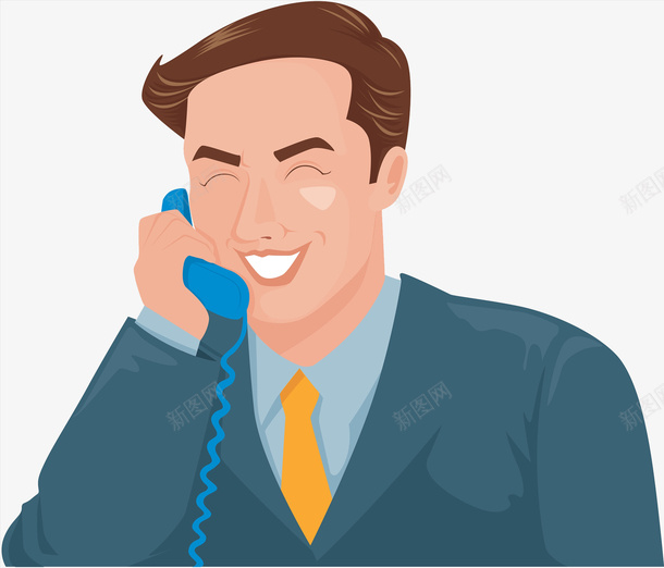 手绘接电话的男士png免抠素材_新图网 https://ixintu.com 人物 卡通手绘 图案 多彩 开心 微笑 情绪波动 接电话 激动 表情