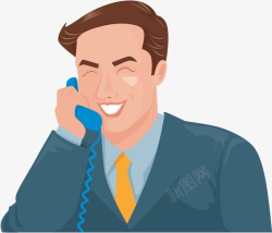 卡通表情插图手绘接电话的男士高清图片