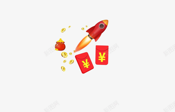 红包火箭元素图标png_新图网 https://ixintu.com 火箭 红包促销 红包火箭元素 红包设计