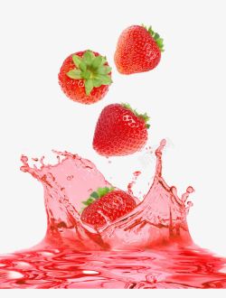 喷溅的草莓汁草莓高清图片