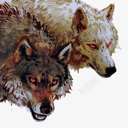 狼免扣图手绘的水彩狼矢量图高清图片