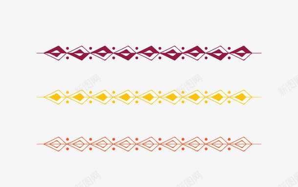 几何图案分割线png免抠素材_新图网 https://ixintu.com png图片素材 免费png素材 红色 装饰线条 酒红色 黄色