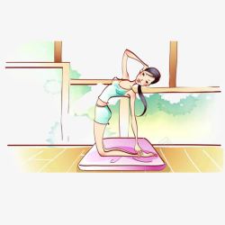 瑜伽宣传单运动瑜伽卡通美女4高清图片