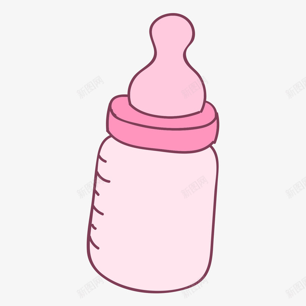 红色奶瓶psd免抠素材_新图网 https://ixintu.com 奶瓶 手绘 粉色 红色