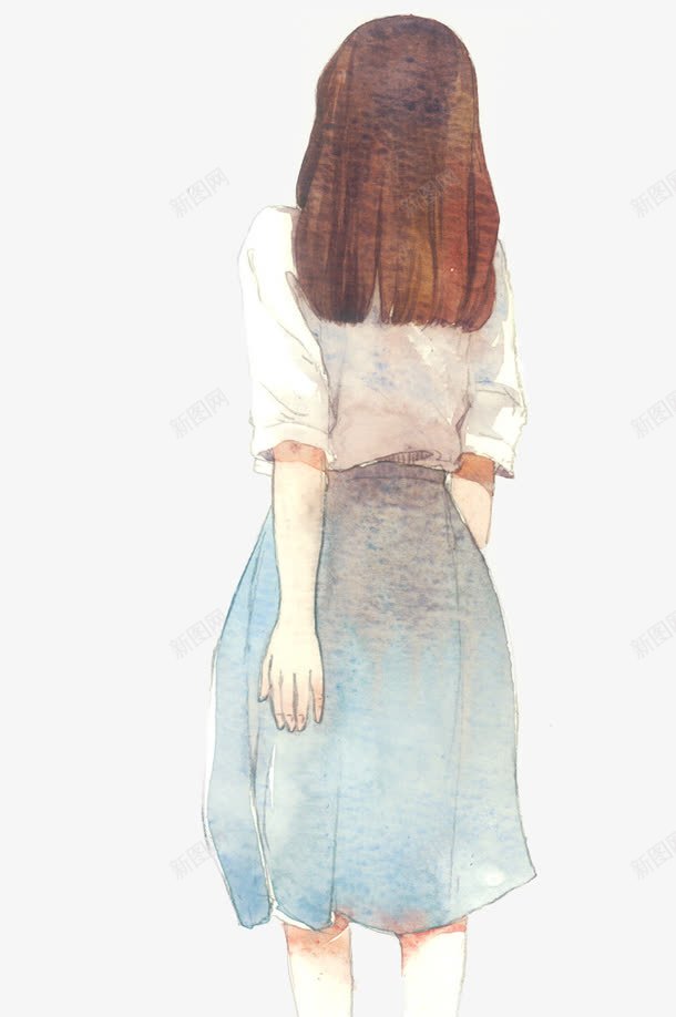 手绘美女背影png免抠素材_新图网 https://ixintu.com 女性背影 手绘 美女 背影