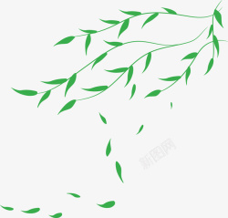 绿色的柳树浮动的柳条矢量图高清图片