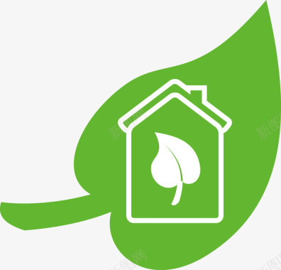 绿色房屋装修叶子图标图标