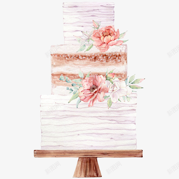 手绘水彩粉色蛋糕png免抠素材_新图网 https://ixintu.com 婚庆 婚礼蛋糕 庆典 手绘蛋糕 生日蛋糕 节日 花朵