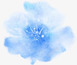 唯美蓝色梦幻水彩花朵素材