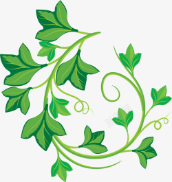 绿环花藤手绘春季缠绕的树藤装饰矢量图高清图片