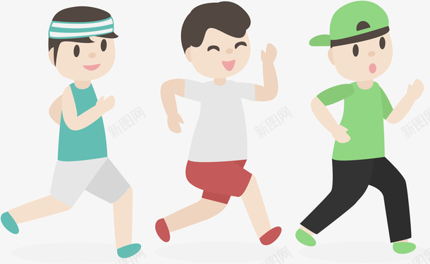 三个跑步的卡通小学生png免抠素材_新图网 https://ixintu.com 三个小学生 卡通小学生 小学生 灰色 绿色 跑步 跑步小学生