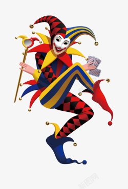 愚人节手绘素材卡通手绘变魔术的小丑高清图片