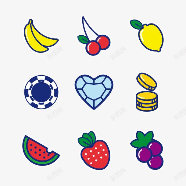 各种水果图图标png_新图网 https://ixintu.com 卡通 卡通提子 手绘 柠檬 水果图标 草莓 葡萄 西瓜 香蕉