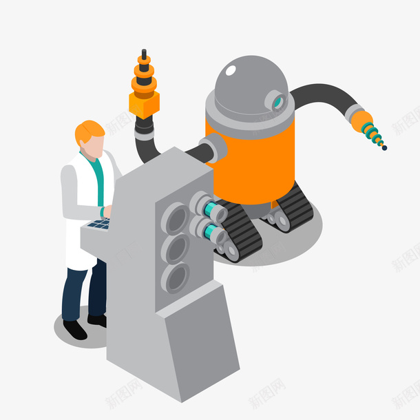 操作机器人的工作人员png免抠素材_新图网 https://ixintu.com 人物设计 实验室 操作 机器人 科研产品