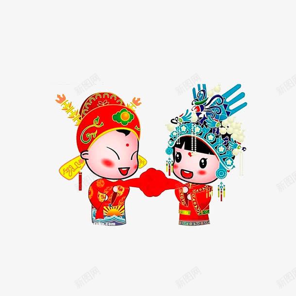欢喜的新人png免抠素材_新图网 https://ixintu.com Q版小人 中国风格 古代婚礼 欢喜的新人