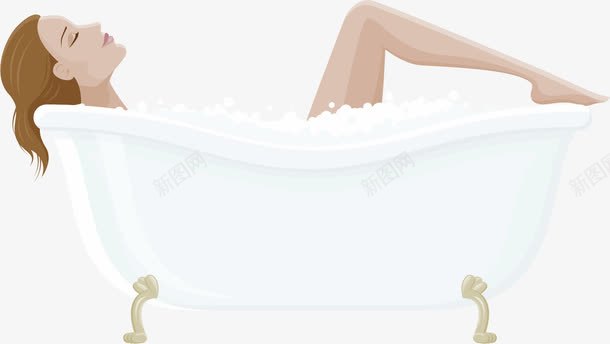 享受沐浴的感觉png免抠素材_新图网 https://ixintu.com 沐浴缸 洗澡 美女 美女沐浴 美腿 长发
