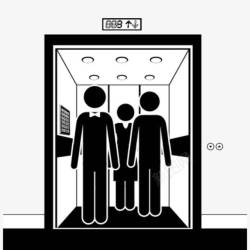 酒店电梯门手绘黑色电梯大门高清图片