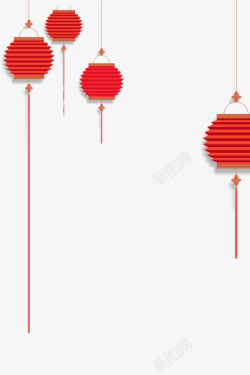 中式红色折叠灯笼素材