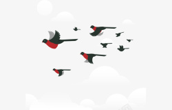 空中鸟群空中自由飞翔的鸟群矢量图高清图片