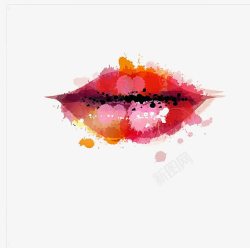 红唇美女抽象唇印高清图片