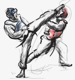 男人打拳手绘拳击高清图片