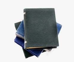 黑蓝色封面的一叠书的俯视图实物素材